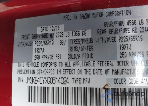 2016 Mazda Cx-5 Gt from USA, damaged, VIN JM3KE4DYXG0614024